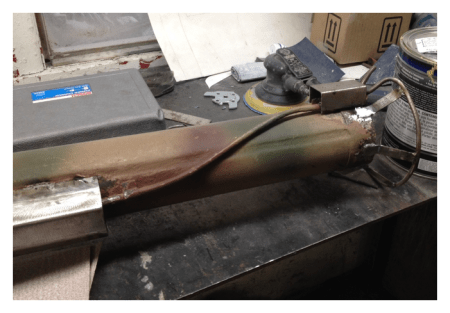 The paint stripped off the cable guard